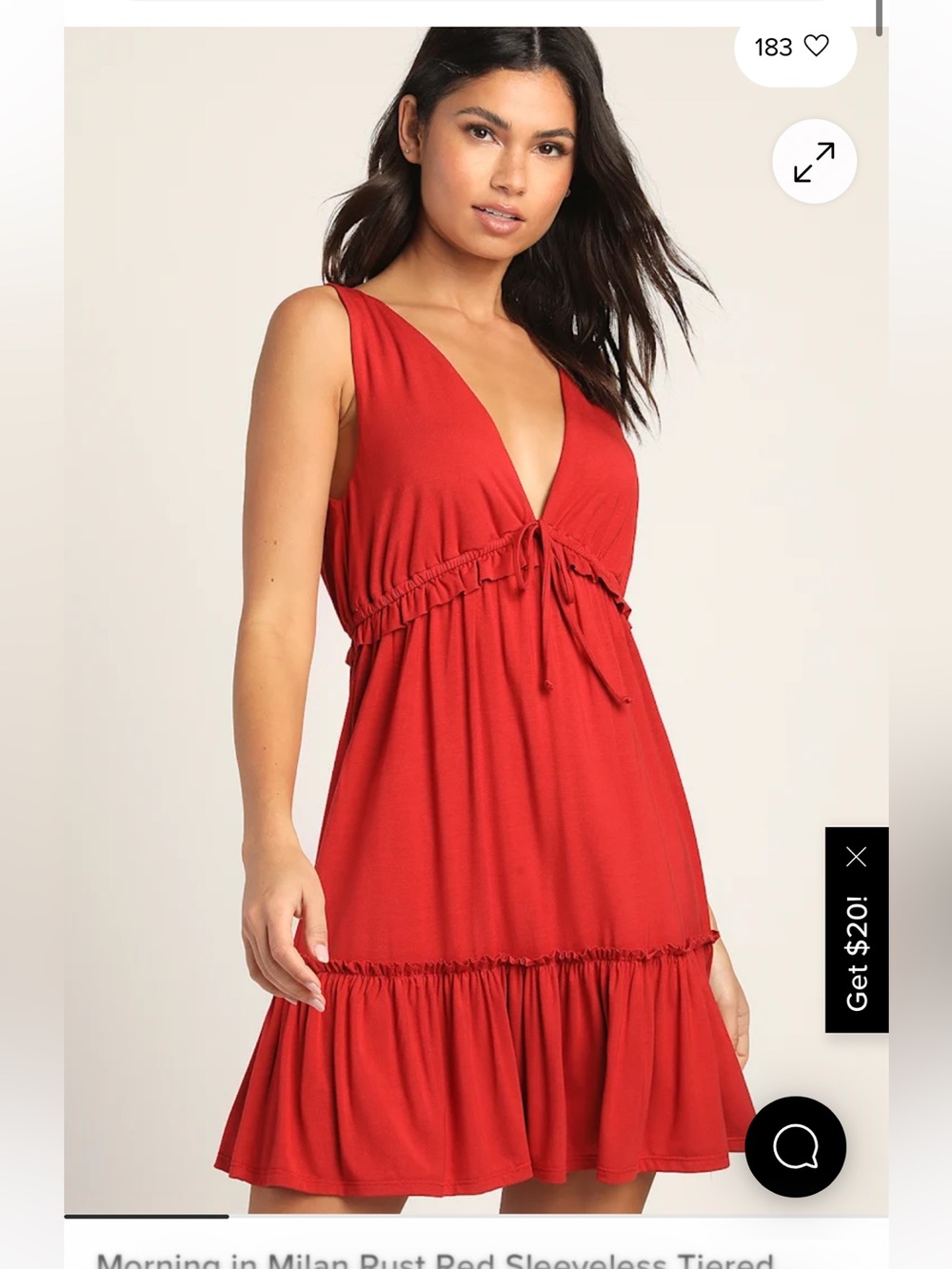 Lulus Morning in Milan Rust Red Sleeveless Tiered Jersey Mini Dress medium